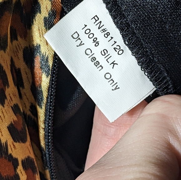 Jovani Silk Mini Dress Cocktail Cheetah Animal Print Black Y2K Vintage Size 6 - Picture 13 of 14